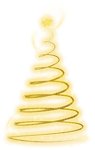 Transparent shimmering yellow christmas tree illustration