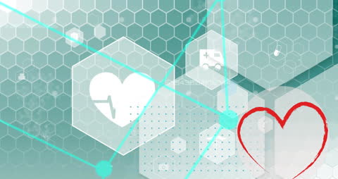 Medical Icons on Abstract Digital Interface Background