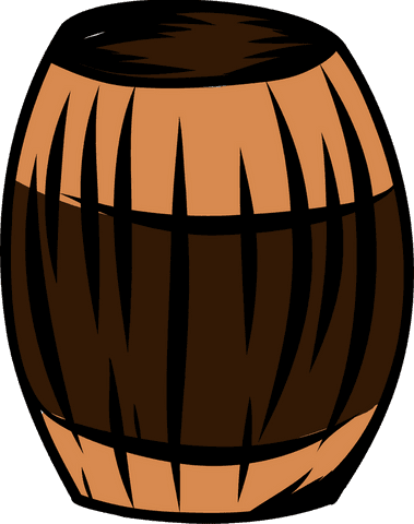 Cartoon wooden barrel on transparent background