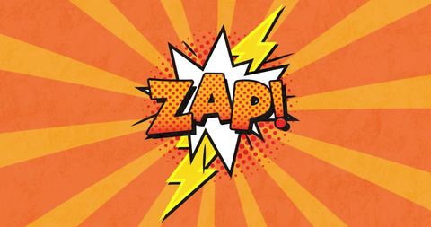 Bright Comic-style Zap Text with Bold Sunburst Effect