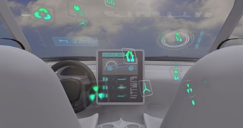 Futuristic Car Dashboard with Digital Interface Display