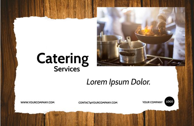 Professional Chef Cooking on Stovetop, Catering Services Flyer - Download Free Stock Templates Pikwizard.com