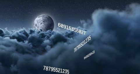 Mystical Night Sky with Digital Numbers and Moon - Download Free Stock Images Pikwizard.com