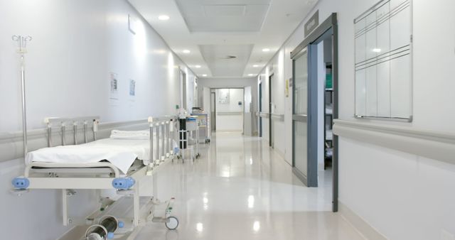 Empty Hospital Corridor with Medical Equipment and Examination Room - Download Free Stock Images Pikwizard.com