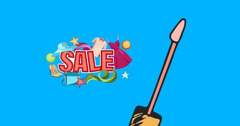 Colorful fashion theme sale banner with mascara icon