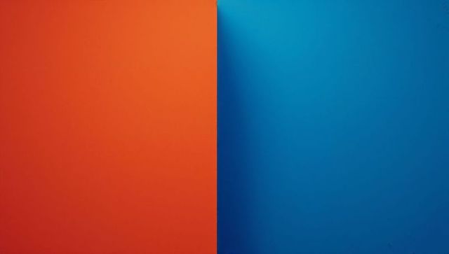 Vivid orange and blue two-tone wall with vertical division