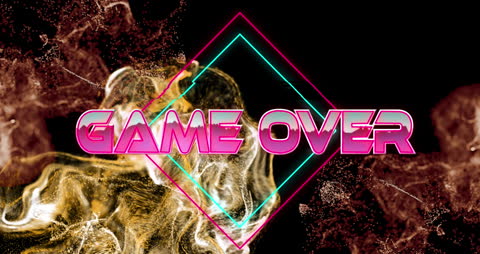 Retro Game Over Text with Neon Elements