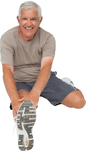 Senior man stretching transparently in activewear