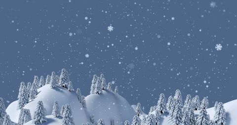 Idyllic Winter Landscape with Falling Snow and Pine Trees - Download Free Stock Images Pikwizard.com