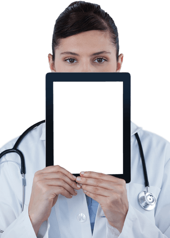 Professional Female Doctor Holding Tablet Highlighting Technology Use - Download Free Stock Videos Pikwizard.com
