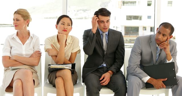 Diverse Group of Job Applicants Waiting Nervously - Download Free Stock Images Pikwizard.com