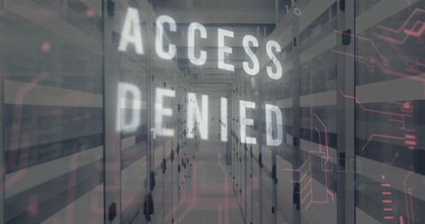 Access Denied Message Overlay in Tech Server Room - Download Free Stock Images Pikwizard.com