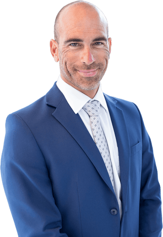 Transparent background businessman smiling in office setting
