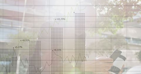 Business Professional Analyzing Data on Smartphone Outdoors