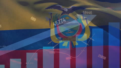 Colombia Flag with Financial Data Overlay