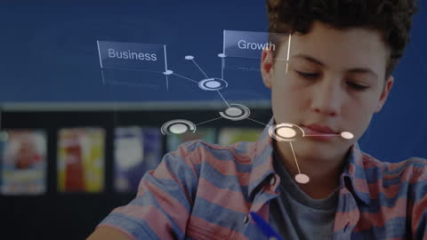 Young Student Engaging with Futuristic Educational Technology Interface