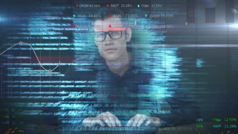 Data Analytics Expert Using Tablet with Holographic Display