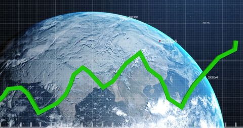 Global Financial Growth Trends with Data Graph Over Earth - Download Free Stock Images Pikwizard.com