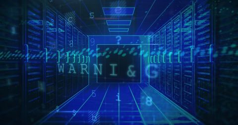 Cybersecurity Threat in Data Center with Digital Warning - Download Free Stock Images Pikwizard.com