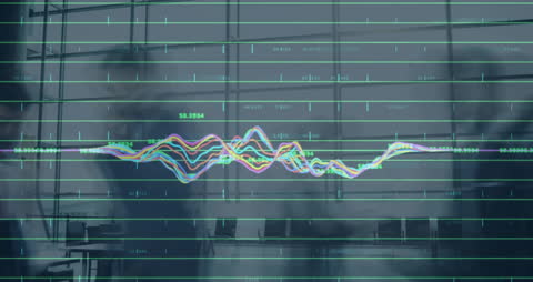 Animated Financial Data Overlaying Office Teamwork