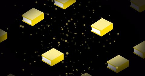 Glowing books on starry background celebrating literacy