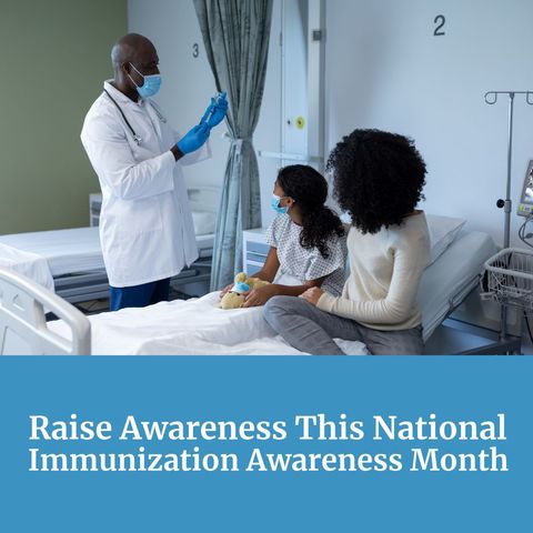 Doctor and Patients Promoting National Immunization Awareness Month - Download Free Stock Templates Pikwizard.com