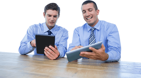 Transparent Background Businessmen Collaborating with Tablet Devices - Download Free Stock Videos Pikwizard.com