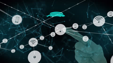 Digital Connectivity Network with Icons Intersection