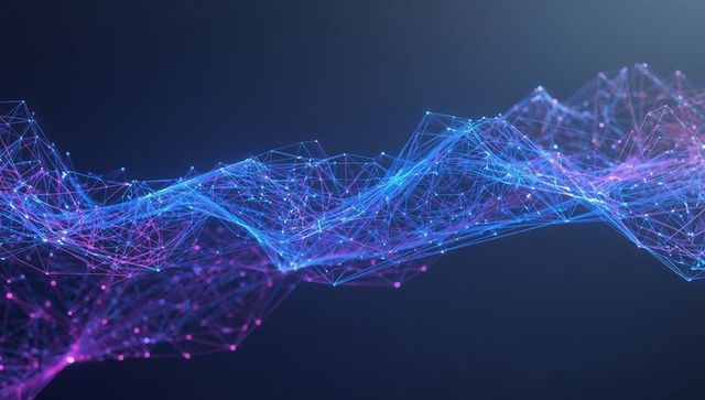 Abstract Glowing Network Wave in Futuristic Digital Space