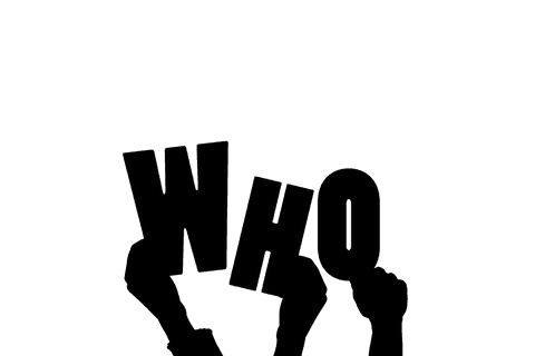 Transparent vector illustration of hands with who text
