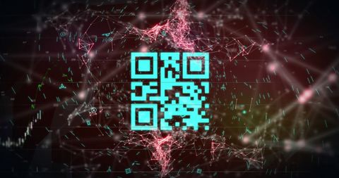 Futuristic QR Code with Digital Connections on Red Background - Download Free Stock Images Pikwizard.com