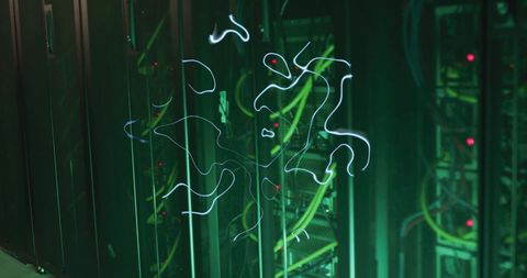 Futuristic Glowing Lines Over Data Center Server Racks - Download Free Stock Images Pikwizard.com