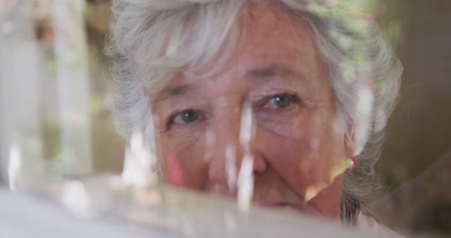 Elderly Woman Contemplating Through a Window - Download Free Stock Images Pikwizard.com