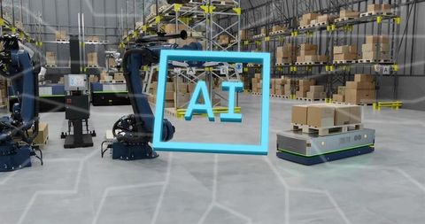 Holographic ai overlay guiding robotic arms and agv fleet in automated warehouse logistics