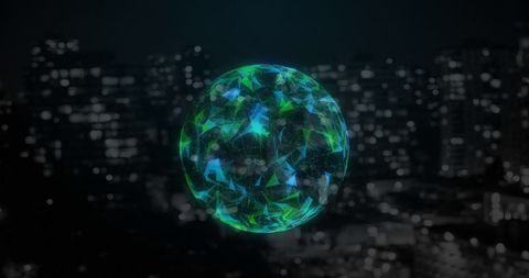 Abstract Globe of Shapes Over Cityscape - Download Free Stock Images Pikwizard.com
