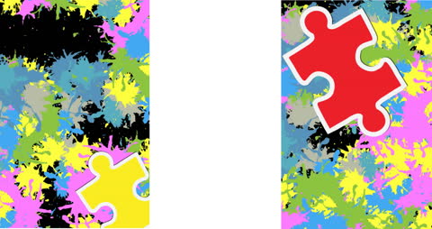 Dynamic Abstract Puzzle Design with Vibrant Splashes