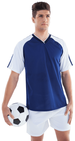 Transparent Picture of Male Footballer Holding Soccer Ball