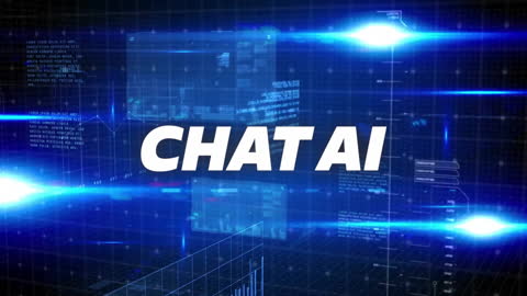 Chat AI Text with Digital Data Processing Background