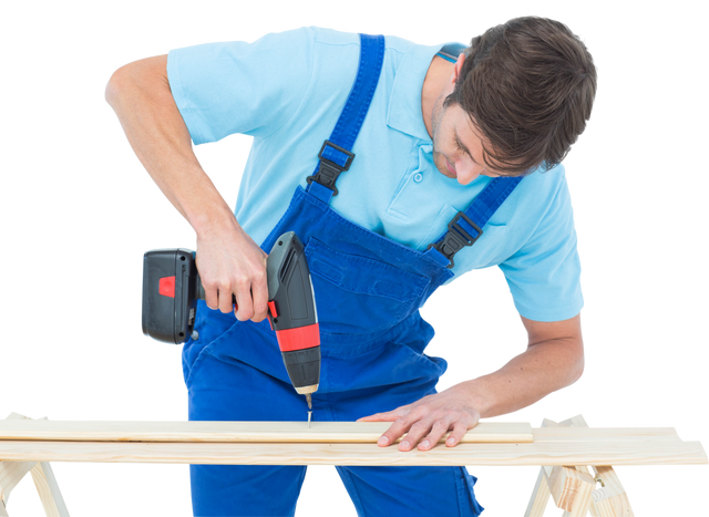 Transparent image of carpenter using drill machine on wood - Download Free Stock Videos Pikwizard.com