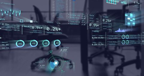 futuristic financial data visualization in modern office - Download Free Stock Images Pikwizard.com
