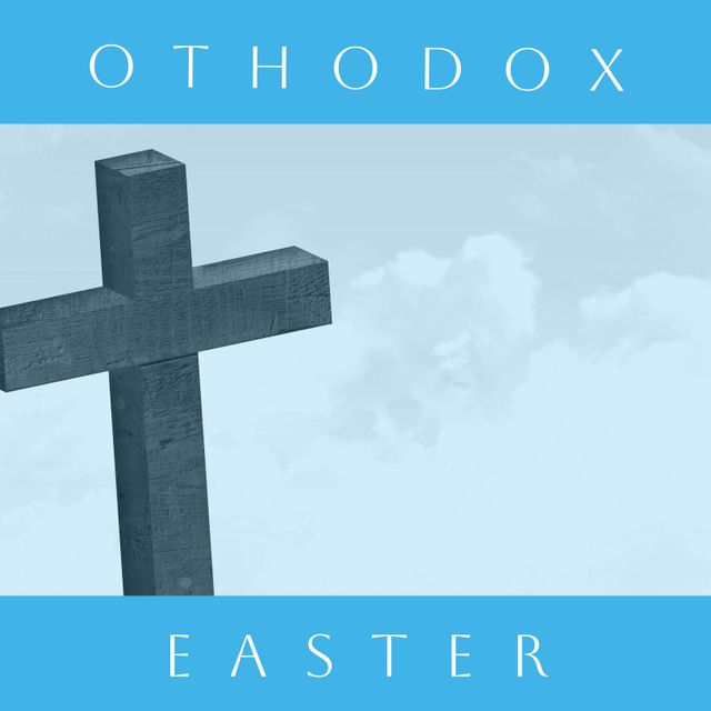 Orthodox Easter Concept with Wooden Cross and Cloudy Sky - Download Free Stock Templates Pikwizard.com