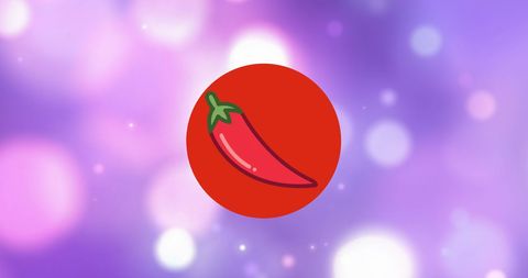 Stylized red chili pepper with vibrant bokeh background