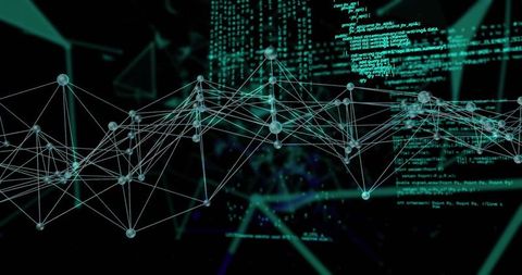 Abstract Digital Network with Glowing Code Overlays