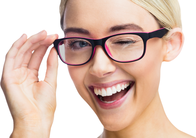 Transparent Background Winking Woman with Glasses - Download Free Stock Videos Pikwizard.com