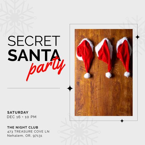 secret santa party invitation with festive red santa hats - Download Free Stock Templates Pikwizard.com
