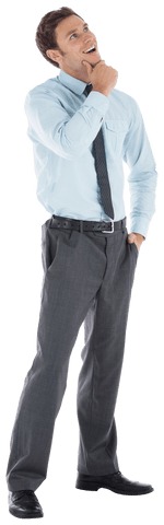 Transparent Image Thoughtful Businessman Pondering New Ideas