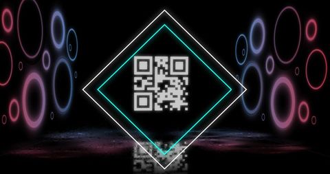 Glowing QR Code with Neon Geometric Background - Download Free Stock Images Pikwizard.com