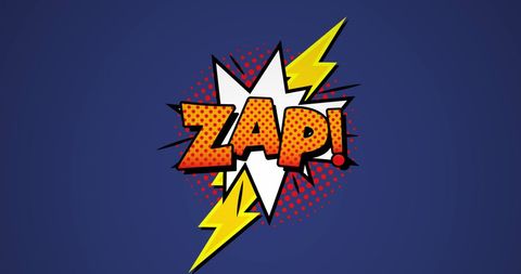 Zap Typography with Comic Style Lightning on Blue Background - Download Free Stock Images Pikwizard.com