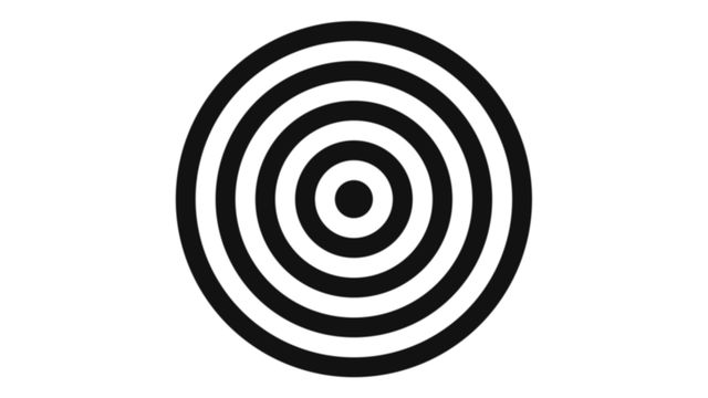 This image of concentric black and white circles creating a target pattern can be used in various designs and art projects. It is perfect for logos, backgrounds, posters, or educational materials demonstrating geometric shapes. The optical illusion effect makes it suitable for visual engaging content and hypnotic themes.