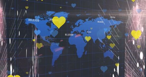 Global Love and Data: Hearts Overlaying World Map - Download Free Stock Images Pikwizard.com